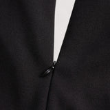 Nora™ | Elegantna crna haljina s remenom i mandarin ovratnikom