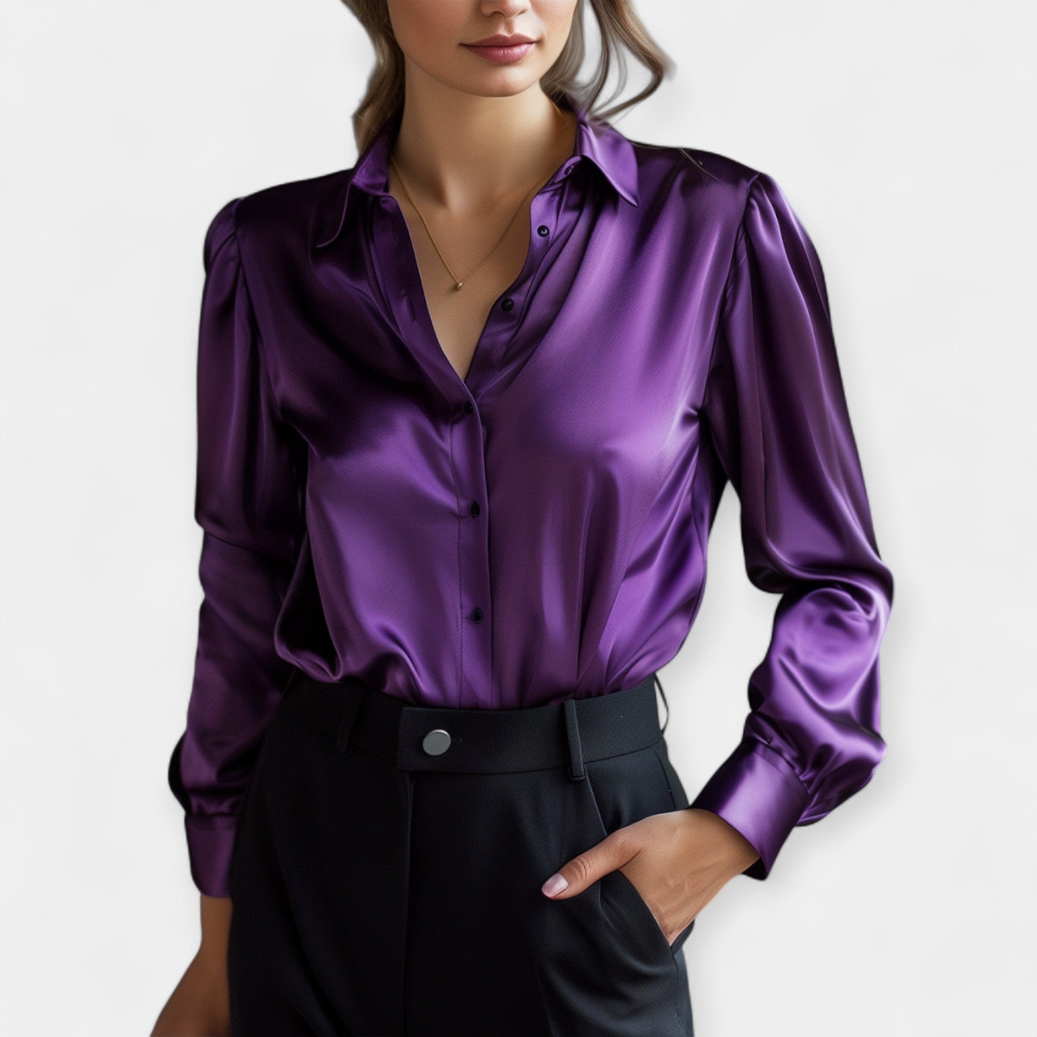 Satinasta Bluza s Ovratnikom