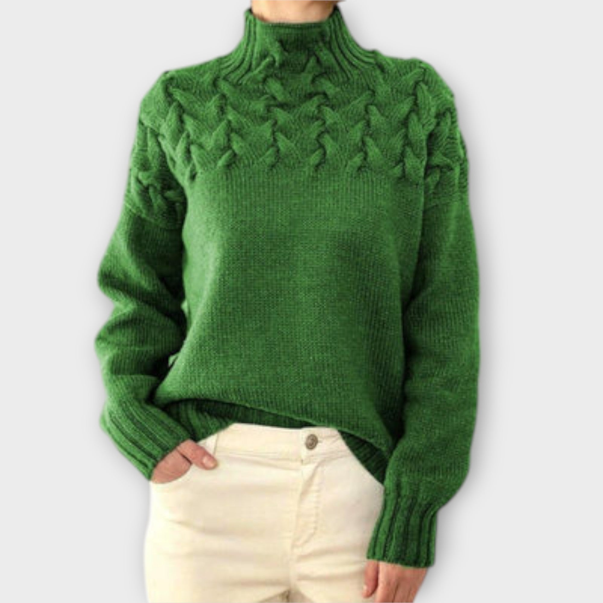 Eva - Ženski pulover s pletenim detaljima