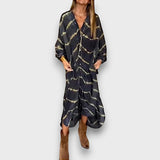 Maxi haljina Tie-Dye s gumbima i dugim rukavima