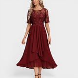Adriana – Elegantna Čipkasta Midi Haljina
