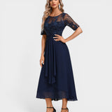 Adriana – Elegantna Čipkasta Midi Haljina