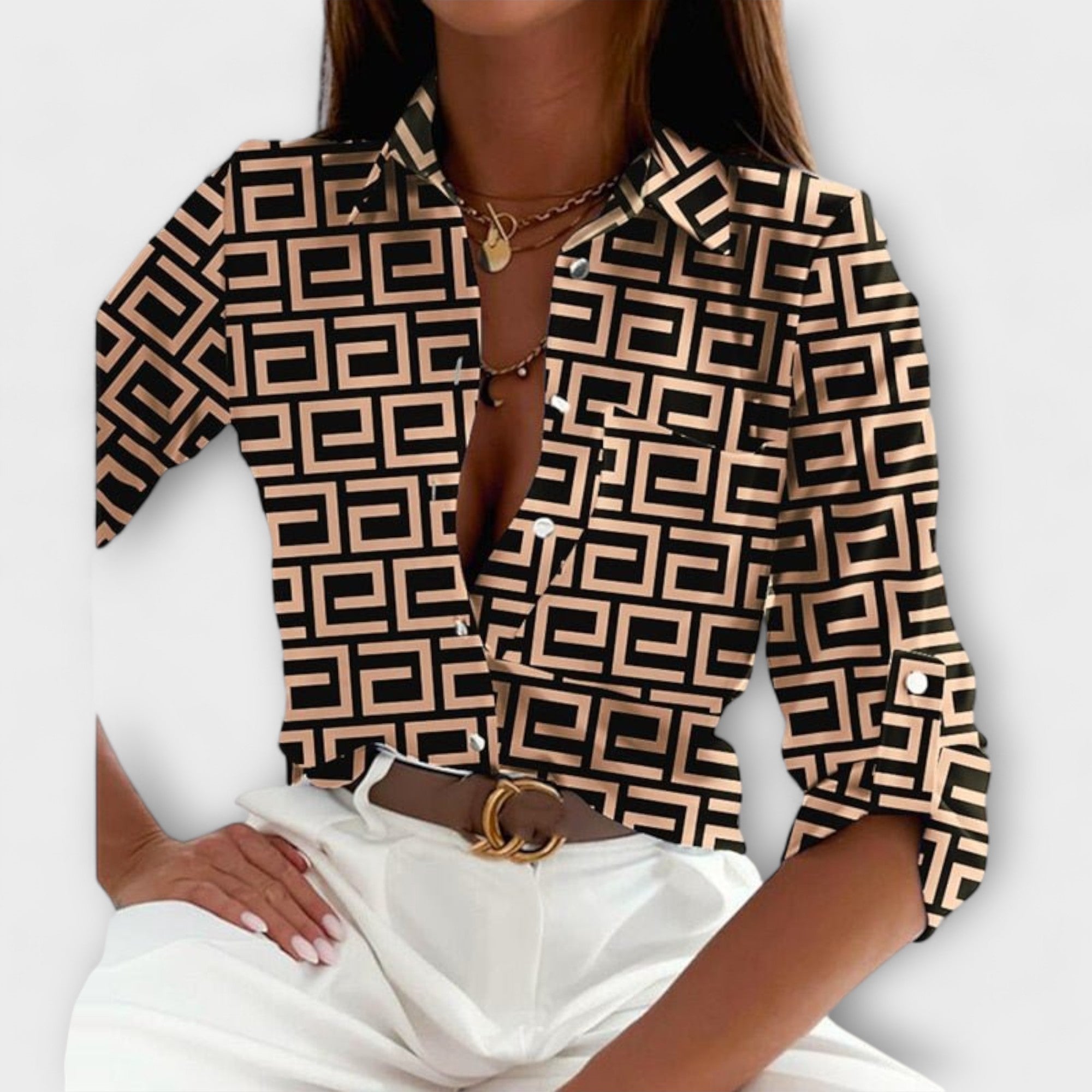 Camila – Sofisticirana Geometrijska Bluza